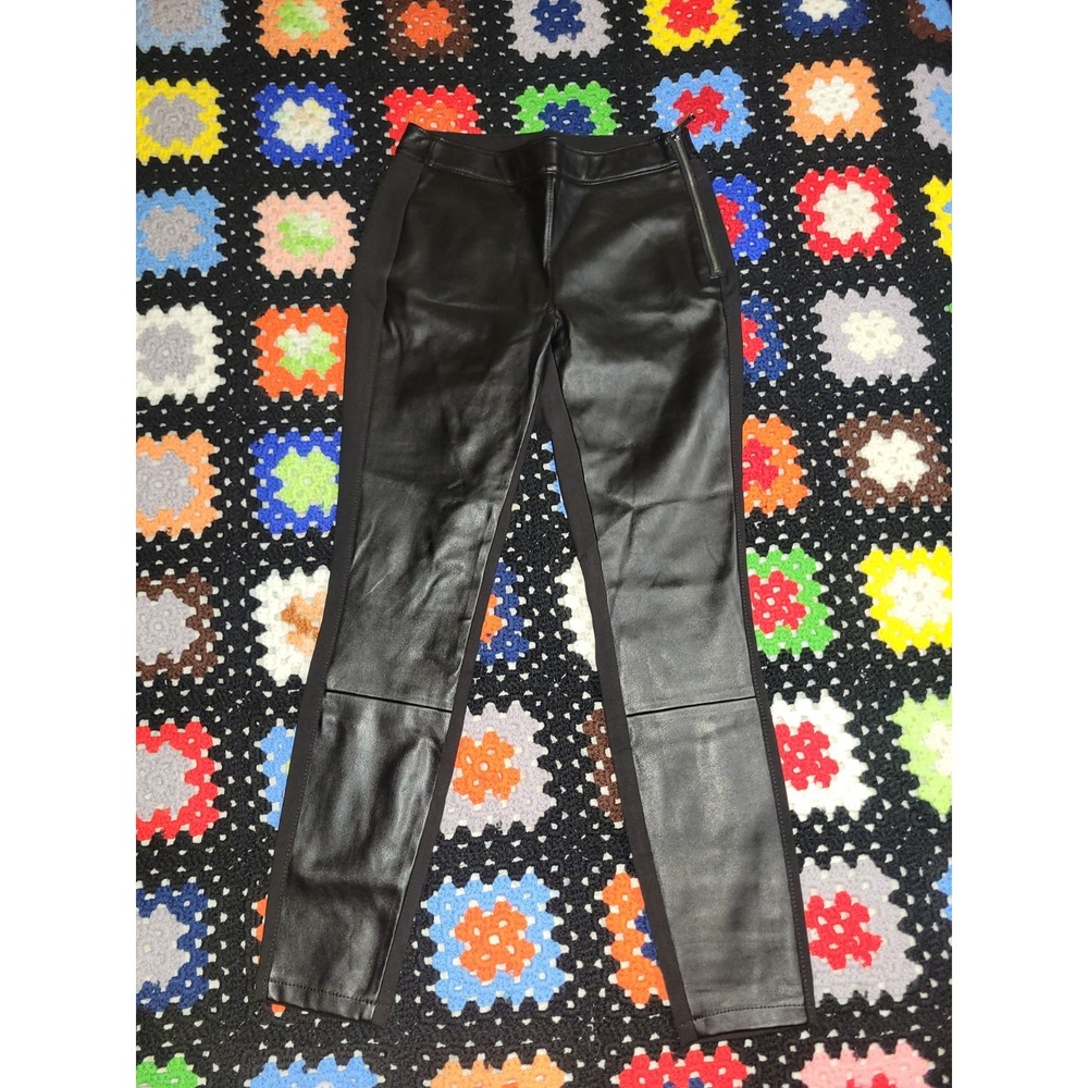 White House Black Market Black Faux Leather Leggings Petite Size‎ 2P